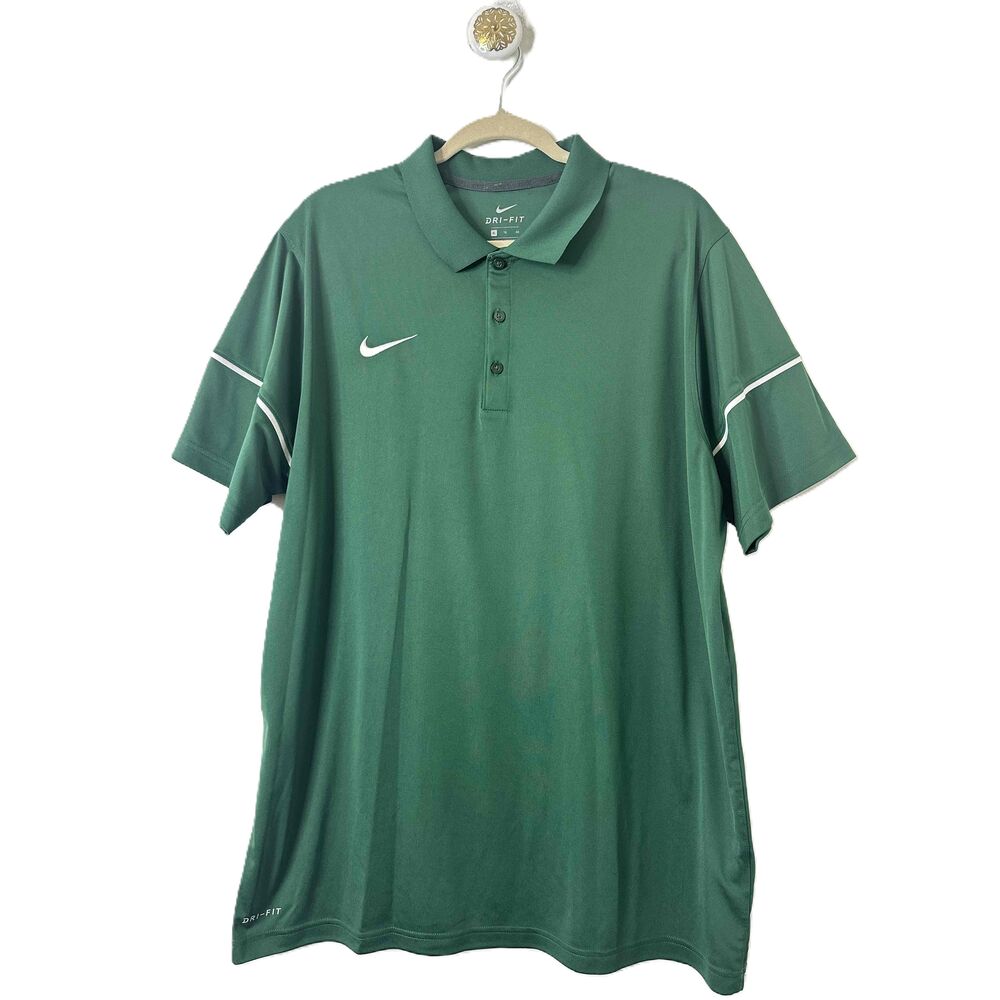 Nike Polo Shirt Mens Size XL Green Athletic Short Sleeve Nike Logo Dri Fit